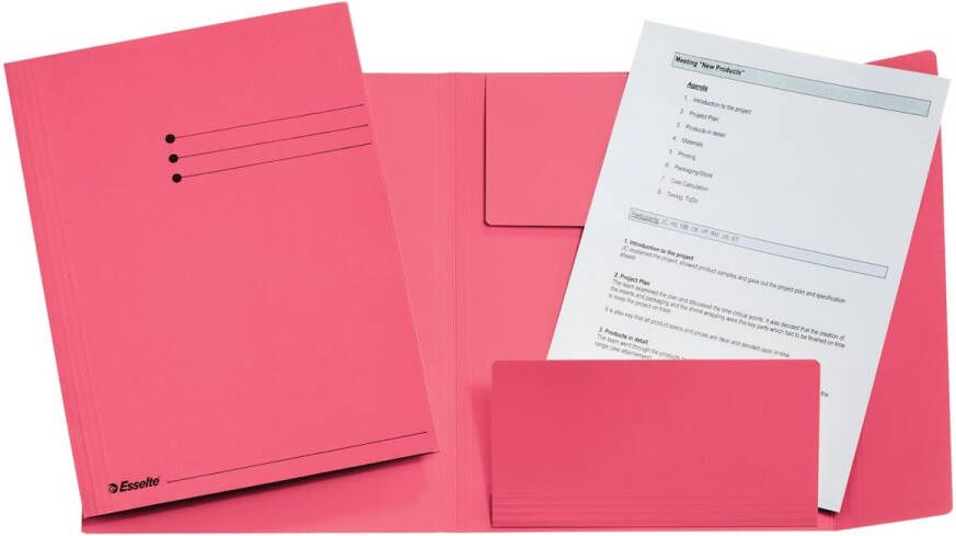 Esselte Dossiermap A4 3 kleppen manilla 275gr roze