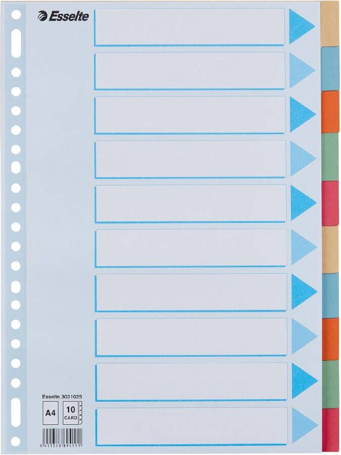 Esselte Tabbladen Premium A4 10-delig karton 23-rings assorti - Foto 2