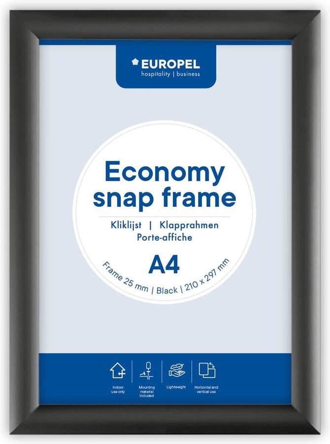 Europel clicklijst Economy lijst 25 mm ft A4 zwart