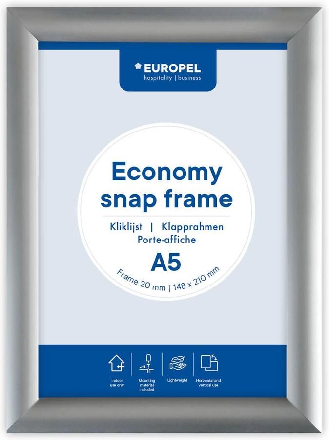 Europel clicklijst Economy lijst 25 mm ft A5 zilver