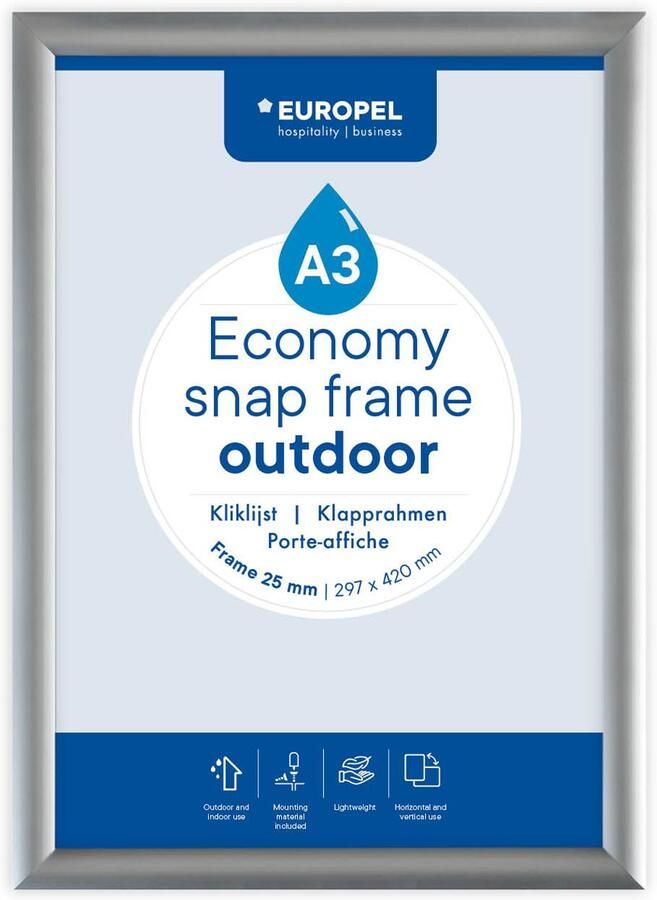 Europel clicklijst Economy waterdicht 25 mm ft A3 zilver - Foto 1