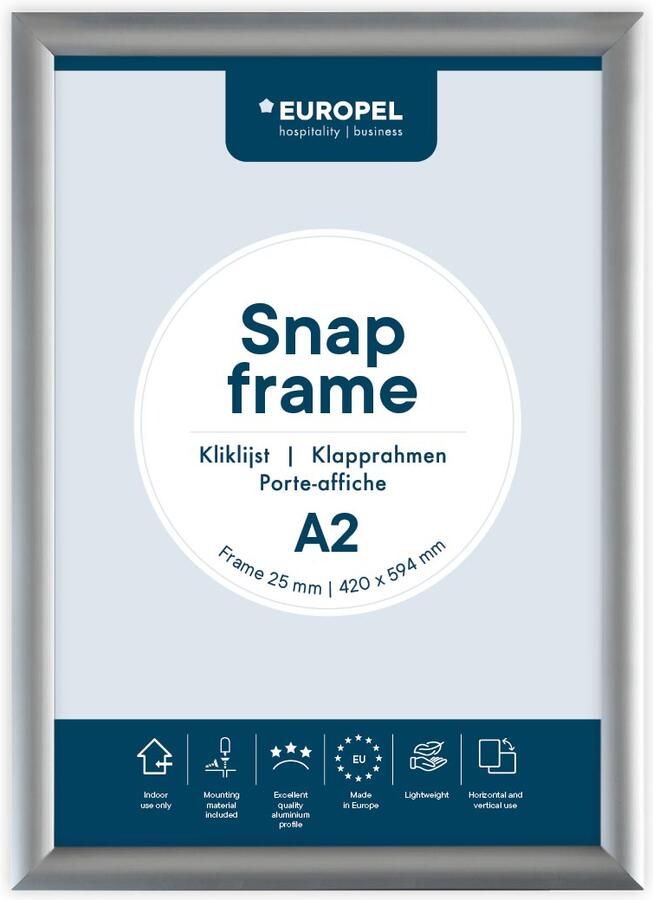 Europel clicklijst lijst 25mm A2 zilverkleurig posterframe