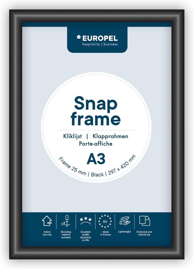Europel clicklijst Premium 25 mm ft A3 zwart
