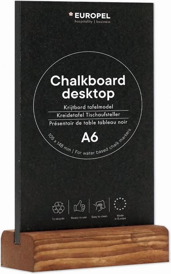 Europel Krijtbord Tafelmodel A6 Staand Natuurlijke Afwerking