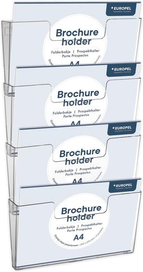 Europel Folderhouder OPUS 2 A4 wand liggend koppelbaar transparant