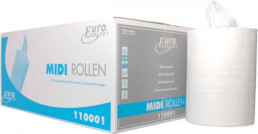 Europroducts handdoekrol Midi 1-laags doos van 6 stuks