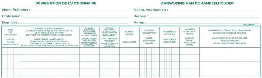 Exacompta Register Piqure aandeelhouder NV SA 250x320mm 80vel groen