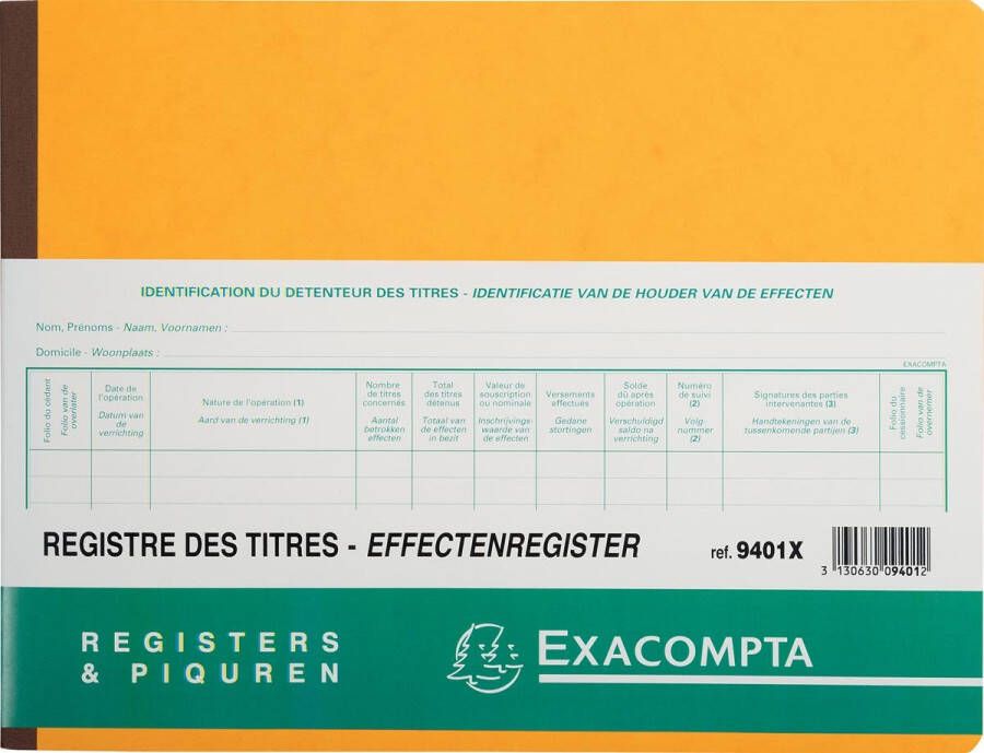 Exacompta effectenregister ft 24 x 32 cm tweetalig voor BV-SRL