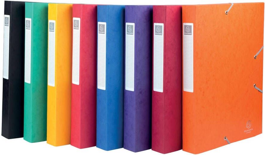 Exacompta Elastobox Cartobox rug van 4 cm geassorteerde kleuren: groen blauw geel rood paars zwa...