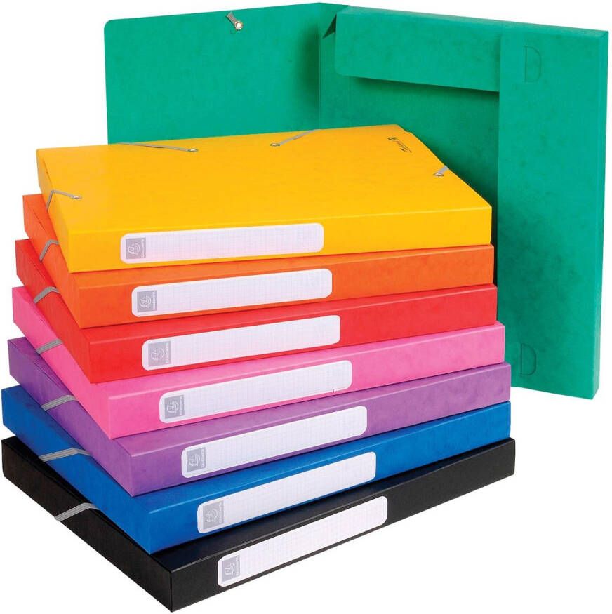 Exacompta Elastobox Cartobox rug van 2 5 cm geassorteerde kleuren: groen blauw geel rood oranje ...