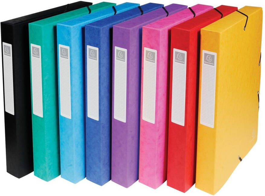 Exacompta elastobox Exabox 8 geassorteerde kleuren: geel rood roze paars blauw turquoise groen e...