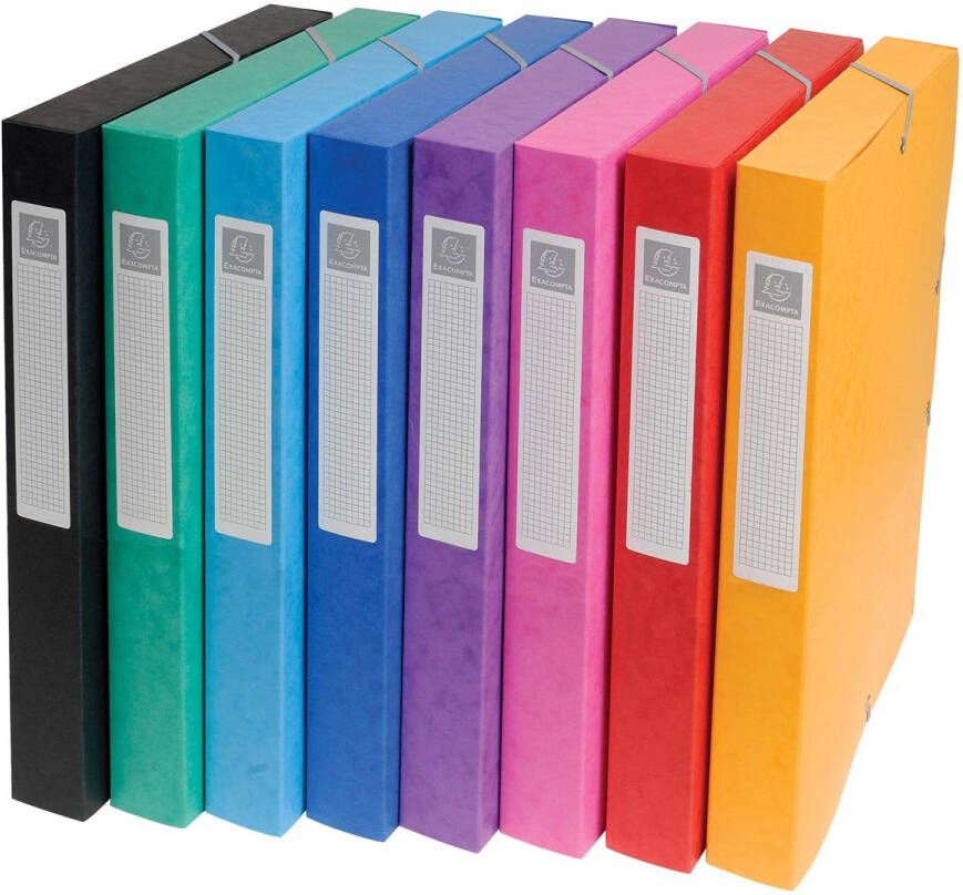 Exacompta elastobox Exabox 8 geassorteerde kleuren: geel rood roze paars blauw turquoise groen e...