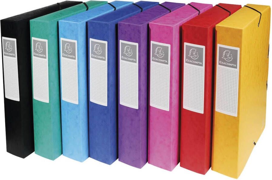 Exacompta elastobox Exabox 8 geassorteerde kleuren: geel rood roze paars blauw turquoise groen e...