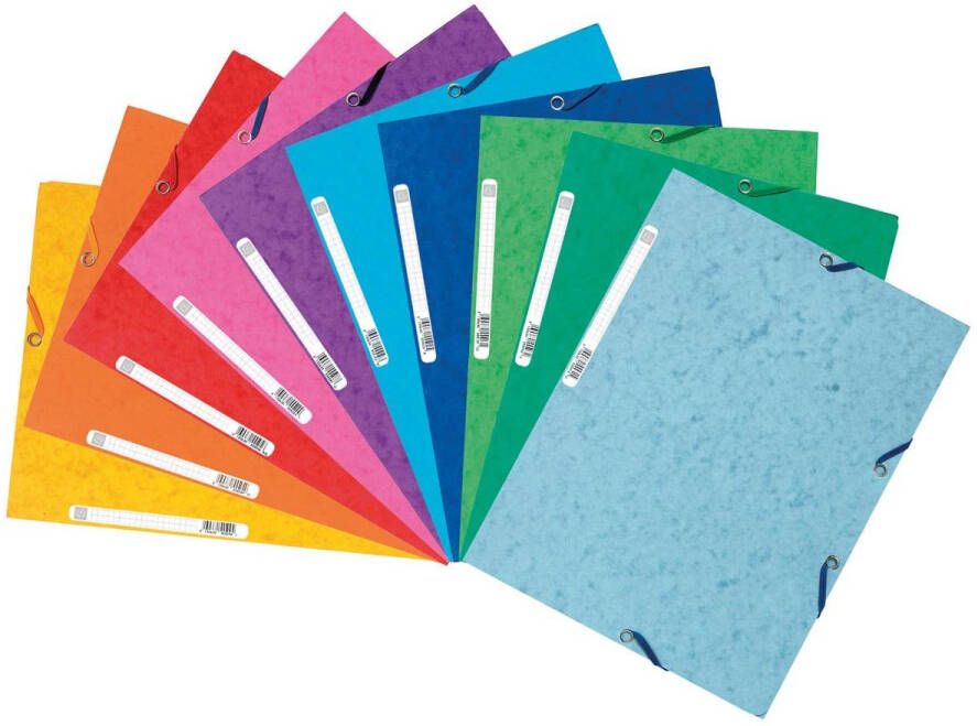 Exacompta elastomap 3 kleppen ft A4 geassorteerde kleuren pak van 10