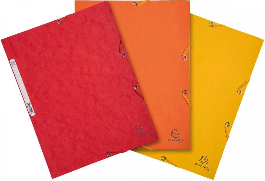 Exacompta elastomap uit karton ft A4 3 kleppen set van 3 stuks in 3 tinten oranje(Zon )