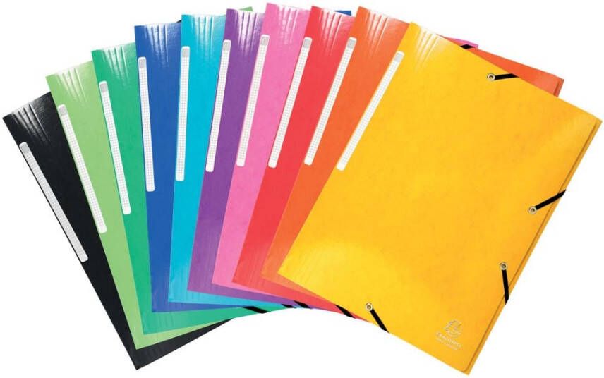 Exacompta Iderama elastomap met 3 kleppen met rugetiket geassorteerde kleuren