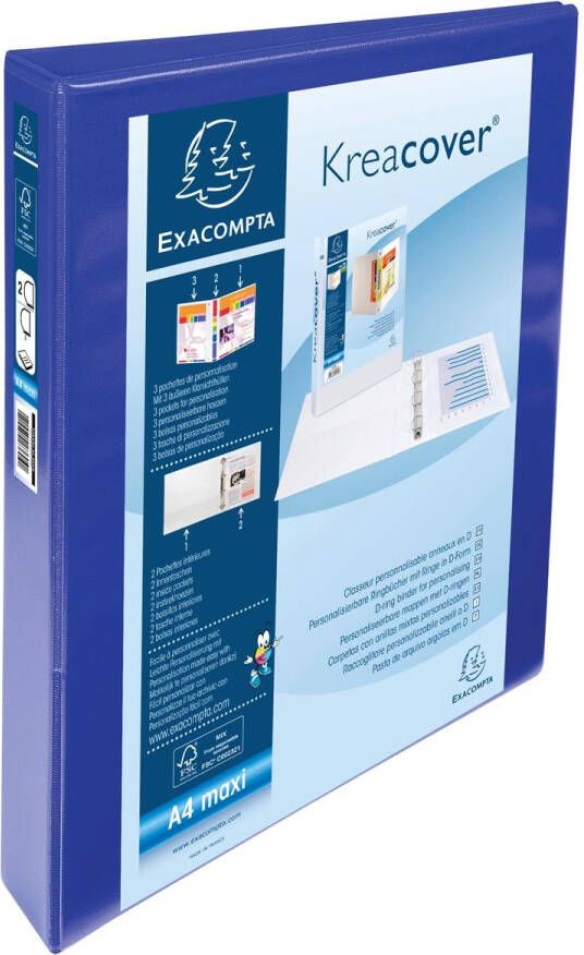 Exacompta Kreacover personaliseerbare ringmap blauw 2 ringen van 25 mm