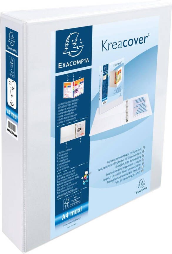 Exacompta Kreacover personaliseerbare ringmap wit 2 ringen van 40 mm
