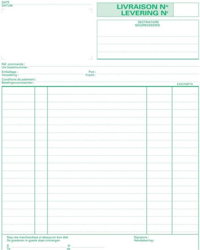 Exacompta leveringen ft 21 x 18 cm tripli (50 x 3 vel) tweetalig (NL FR)