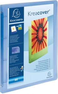Exacompta Personaliseerbare ringmap Kreacover 4 ringen transparant blauw