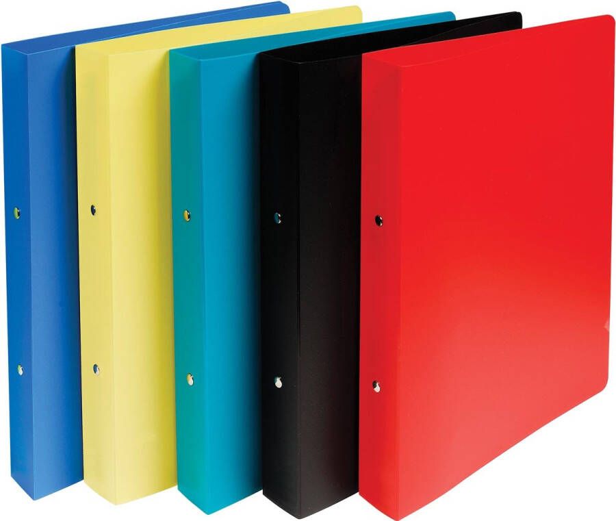 Exacompta ringmap ondoorschijnend ft A4 maxi PP 2 ringen van 3 cm 5 geassorteerde kleuren