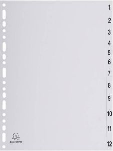 Exacompta tabbladen numeriek voor ft A4 uit PP grijs 12 tabs