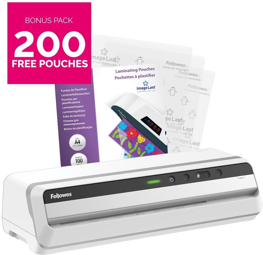 Fellowes lamineermachine Jupiter voor ft A3 + Bonus Pack van 200 lamineerhoezen (A4 80 micron)