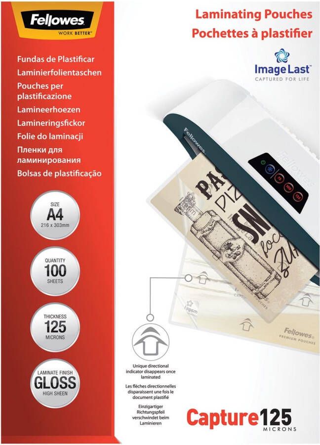 Fellowes ImageLast lamineerhoes Capture125 ft A4 250 micron (2 x 125 micron) pak van 100 stuks