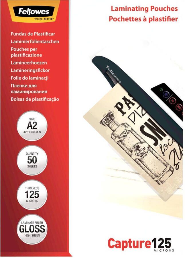 Fellowes lamineerhoes Capture125 ft A2 250 micron (2 x 125 micron) pak van 50 stuks