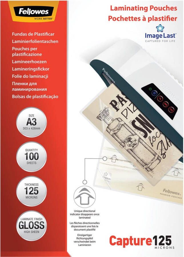 Fellowes lamineerhoes Capture125 ft A3 250 micron (2 x 125 micron) pak van 100 stuks