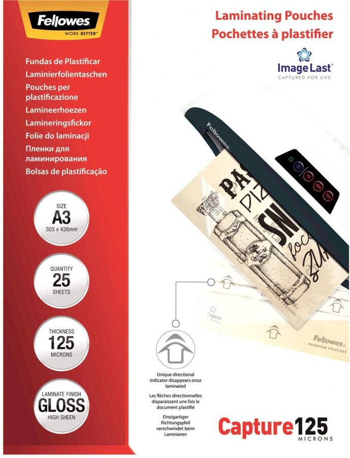 Fellowes lamineerhoes Capture125 ft A3 250 micron (2 x 125 micron) pak van 25 stuks