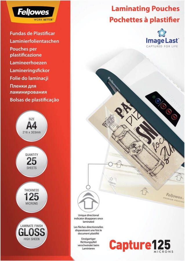 Fellowes lamineerhoes Capture125 ft A4 250 micron (2 x 125 micron) pak van 25 stuks