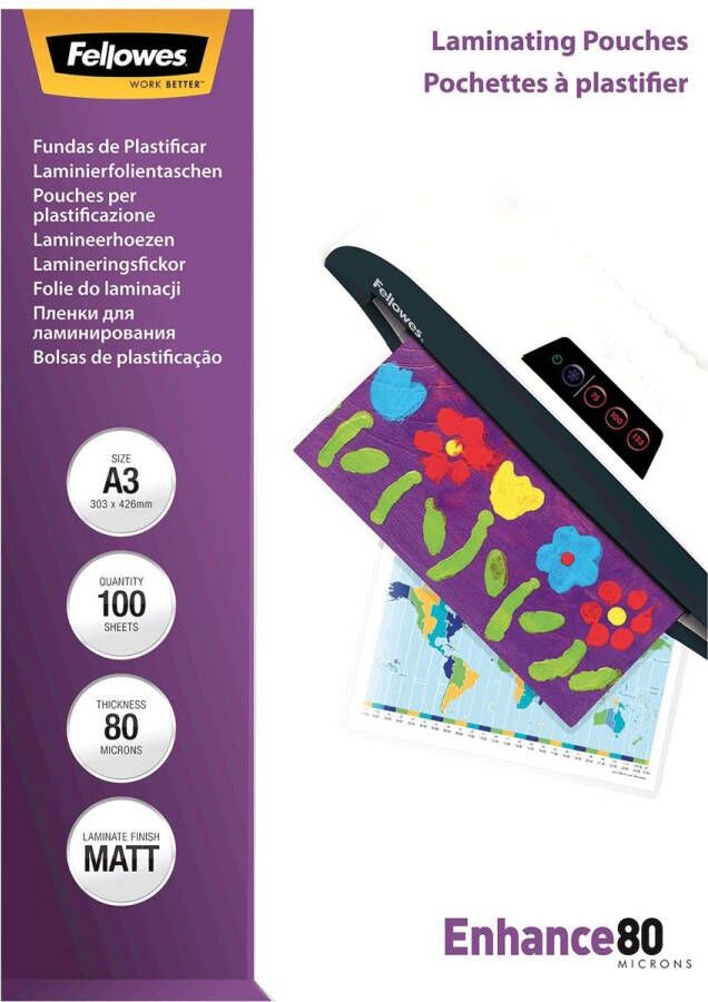 Fellowes lamineerhoes Enhance80 ft A3 160 micron (2 x 80 micron) pak van 100 stuks mat