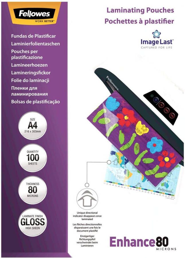 Fellowes lamineerhoes Enhance80 ft A4 160 micron (2 x 80 micron) pak van 100 stuks