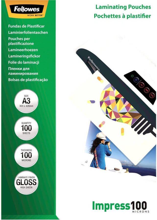 Fellowes lamineerhoes Impress100 ft A3 200 micron (2 x 100 micron) pak van 100 stuks