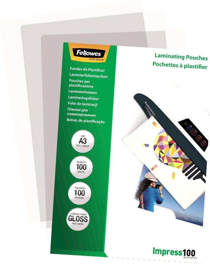 Fellowes lamineerhoes Impress100 ft A5 200 micron (2 x 100 micron) pak van 100 stuks
