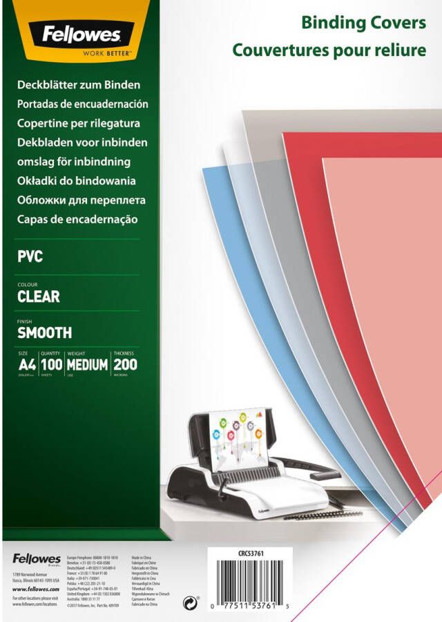 Fellowes omslagen ft A4 PVC 200 micron pak van 100 stuks transparant