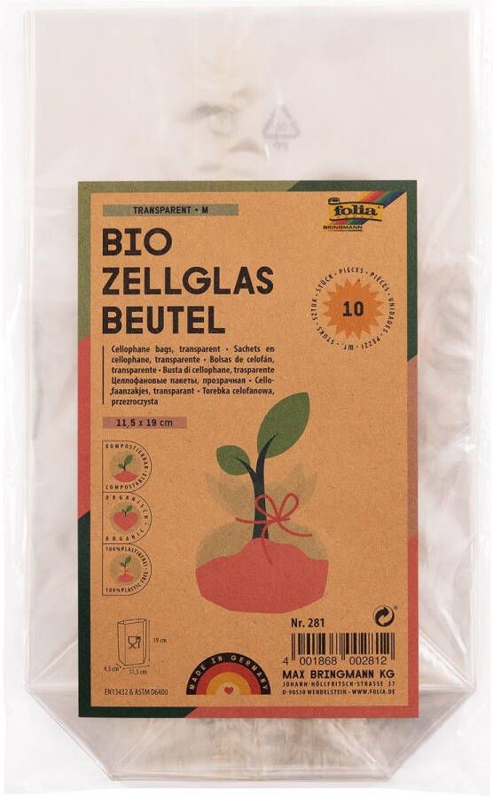 Folia Paper Cellofaanzak Folia 115x190mm 10 stuks transparant