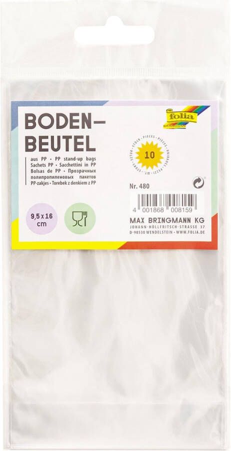 Folia Doorzichtige zakjes ft 115 x 190 mm pak van 10 stuks