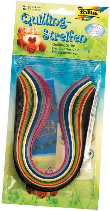 Folia Paper Filigraanstroken Folia 140 stuks 0.4x34.5cm en 140 stuks 0.8x34.5cm assorti kleuren