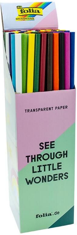 Folia Transparantpapier display van 100 rol in geassorteerde kleuren