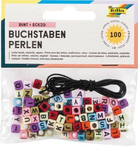 Folia letterkralen inclusief 1 meter elastische draad 100 stuks diverse kleuren