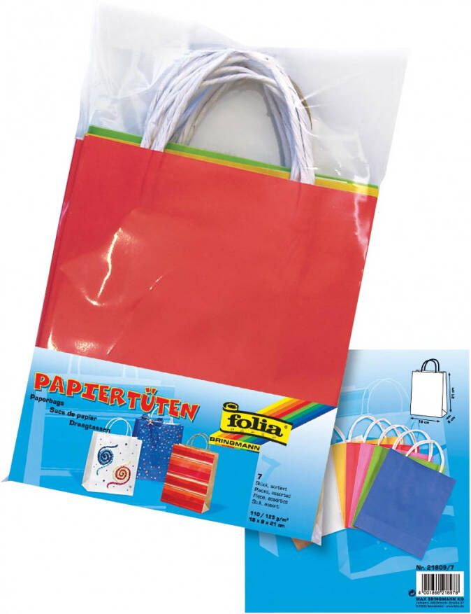 Folia papieren kraft zak 110-125 g m² geassorteerde kleuren pak van 7 stuks