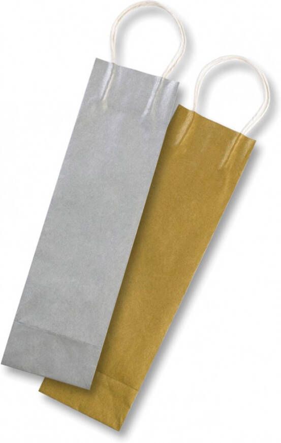Folia papieren kraft zak voor flessen 110 g m² goud en zilver pak van 6 stuks