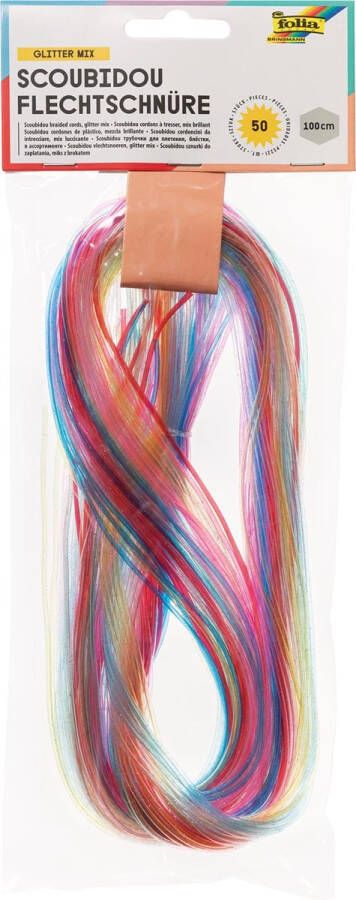 Folia scoubidou draad met glitter pak met 50 draden