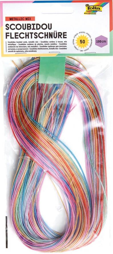 Folia scoubidou draad met goud- en zilverdraad pak met 50 draden