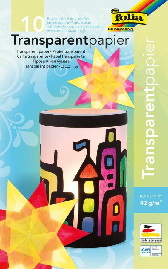 Folia Paper Transparant papier Folia 18.5x29.7cm 42gr 10 vel 10 kleuren