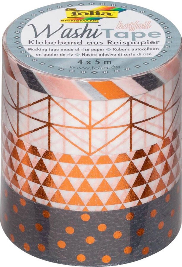 Folia washi tape koper pak met 4 stuks