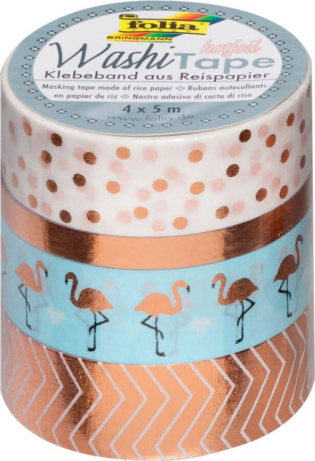 Folia washi tape rood pak met 4 stuks