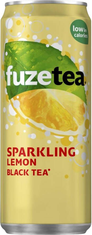 Fuze tea bruisend zwarte thee frisdrank sleek blik van 33 cl pak van 24 stuks